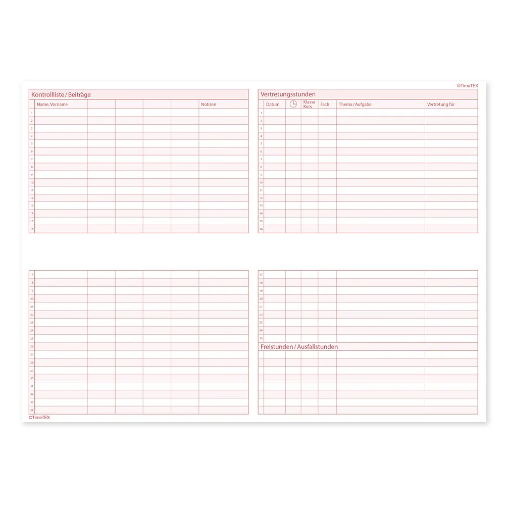 TimeTEX Tisch-Schulplaner 2025/2026, Querformat