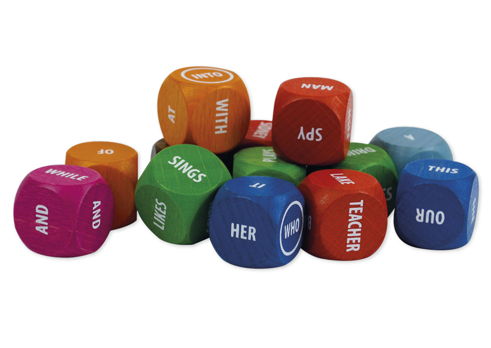 Würfel-Set "Rollende Würfel" Englisch, 13-tlg. in Box, aus Holz