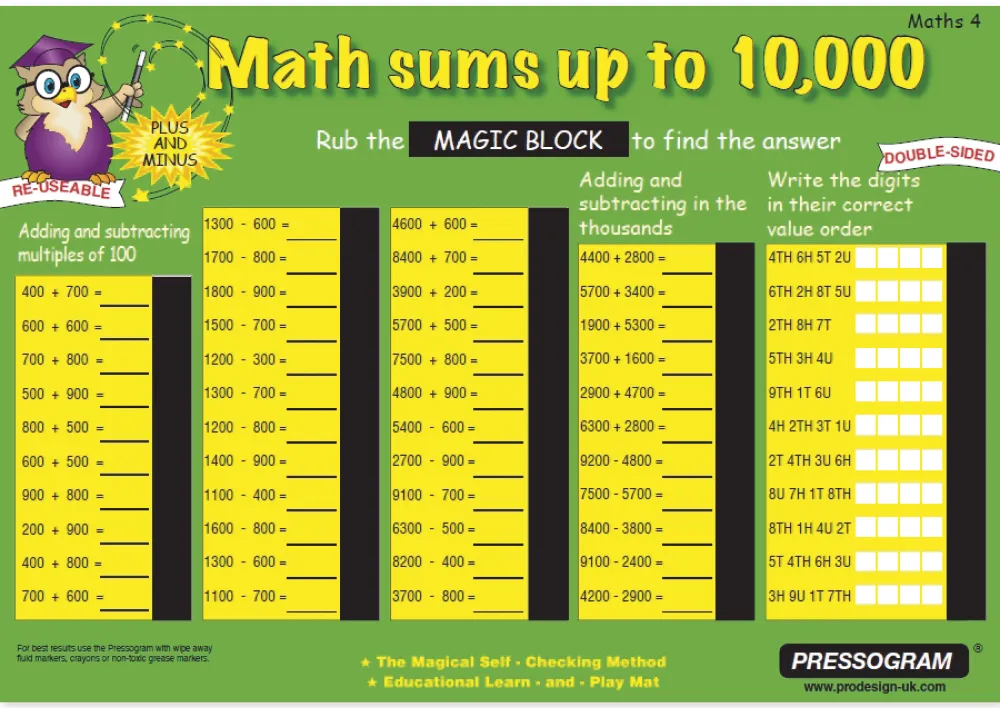 TimeTEX Zaubertafel "Mathematik" Englisch Zahlenraum bis 100.000