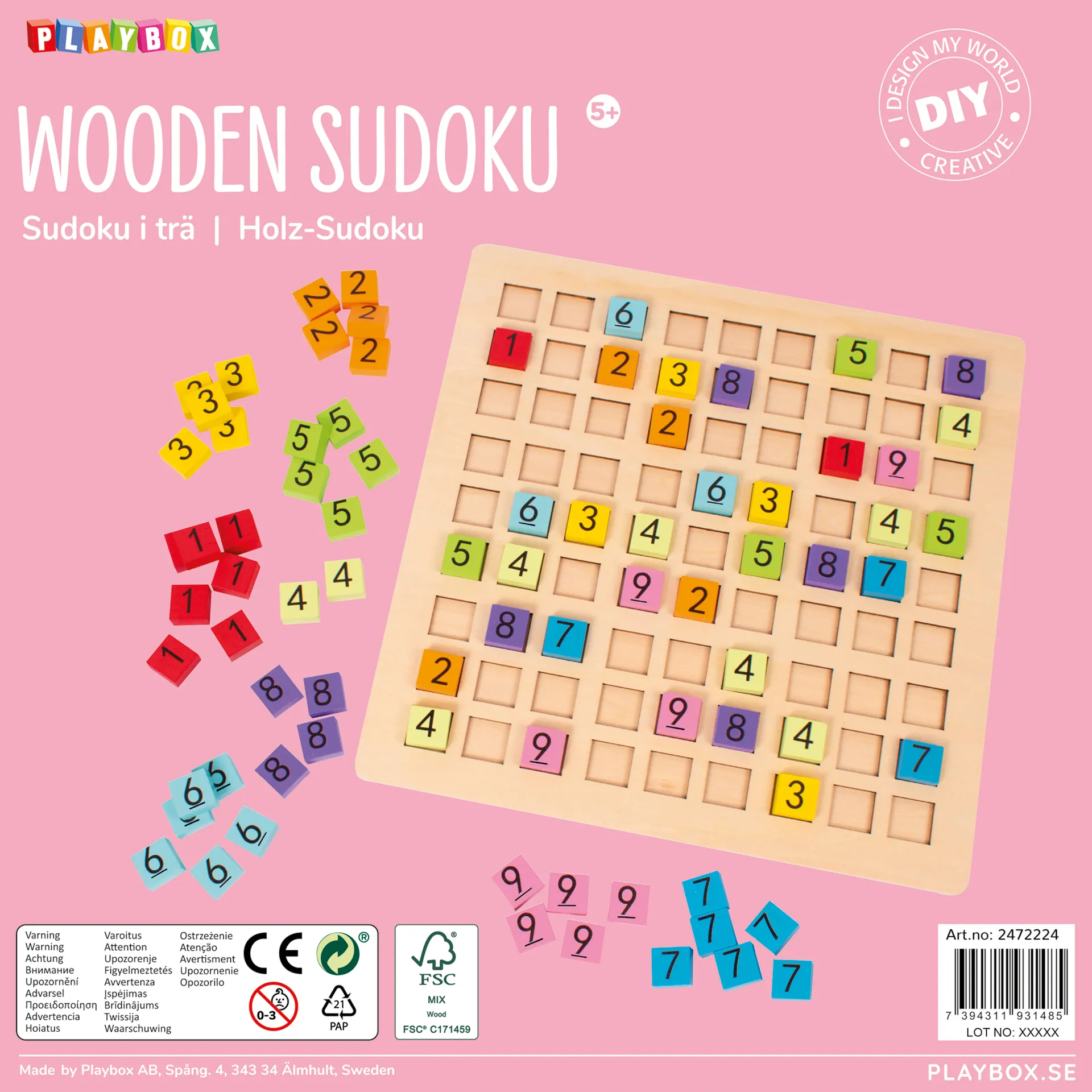 Holz-Sudoku 25 x 25 cm, 82-tlg.