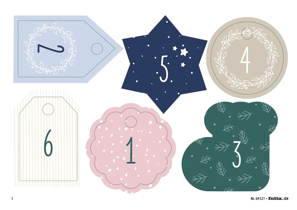 Bastelset "Adventskalender Basic", Stoffbeutel, 49-tlg.