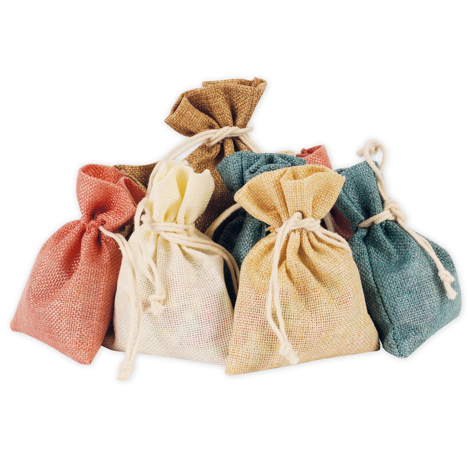 Stoffbeutel in Juteoptik, pastell, 10 Stück