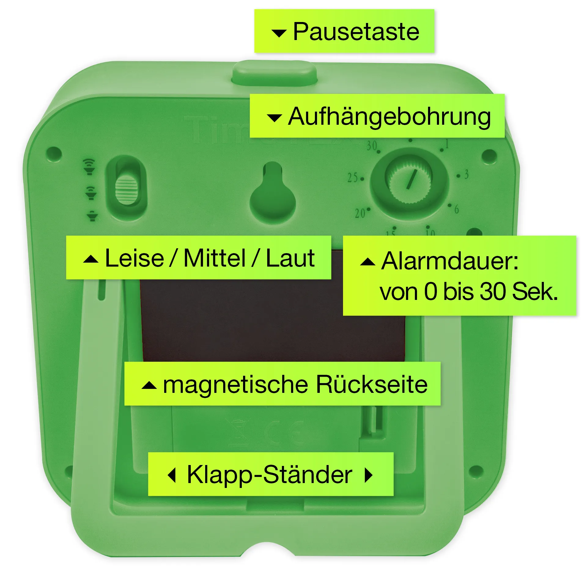 TimeTEX Zeitdauer-Uhr „lautlos“ ColorLINE, mit Pausentaste