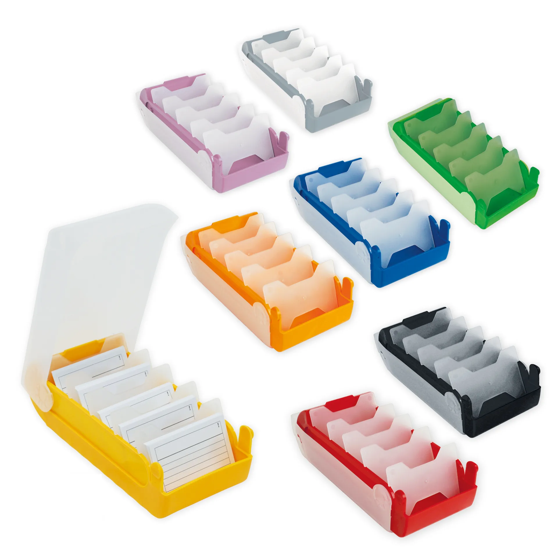 Cutie pentru fișe A8, din plastic, cu 100 de fișe