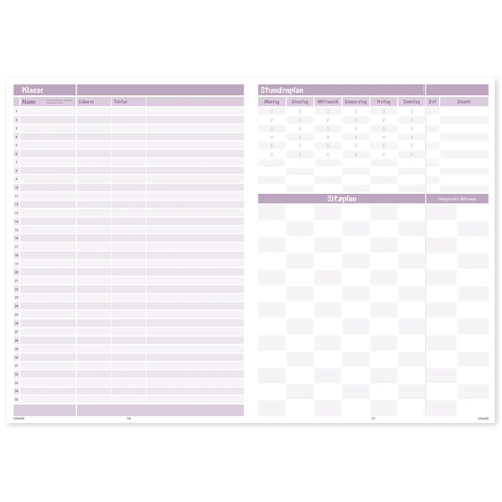 TimeTEX Design-Schulplaner A5-Plus 2025/2026, pink