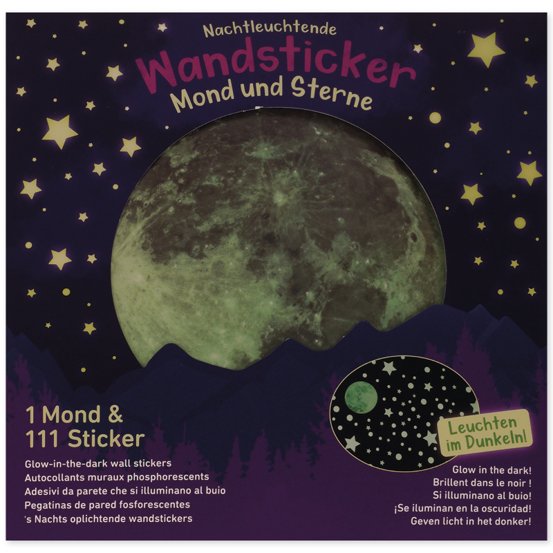 TimeTEX Leuchtsterne und Mond, selbstklebend, verschiedene Größen, 111-tlg.