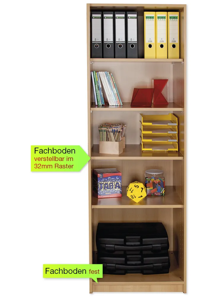 Material-Hochschrank-Regal S, Basistiefe, 5 Fachböden
