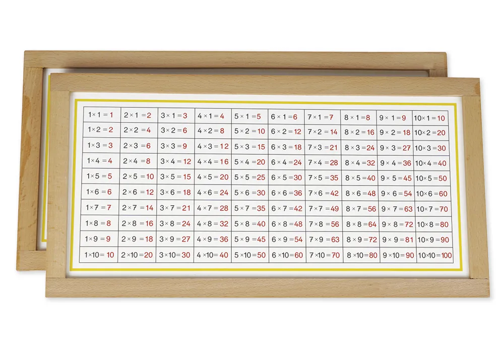 TimeTEX rekentabellen vermenigvuldigen, in houten lijst "Montessori Premium"