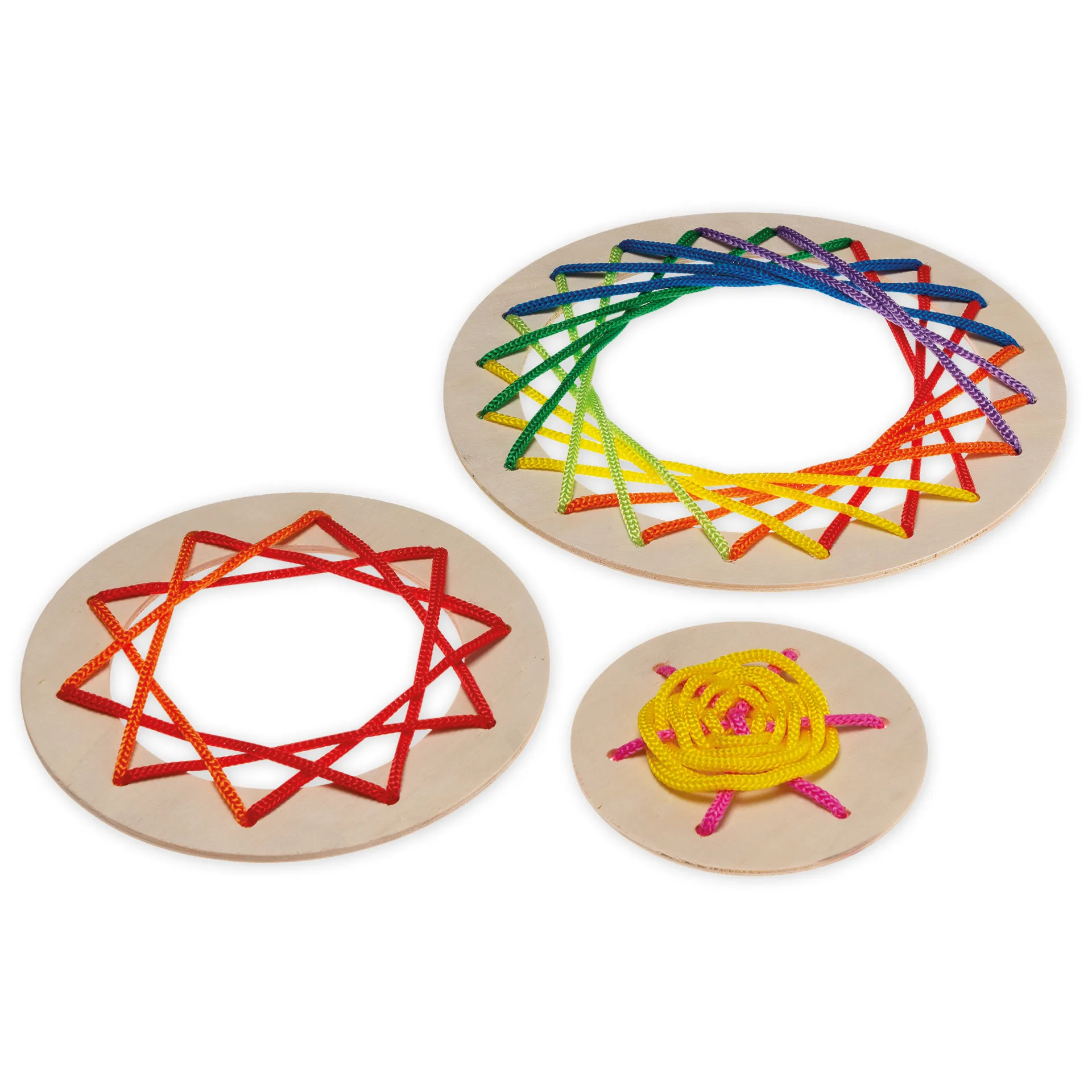 Fädelringe aus Holz, 9 Stück