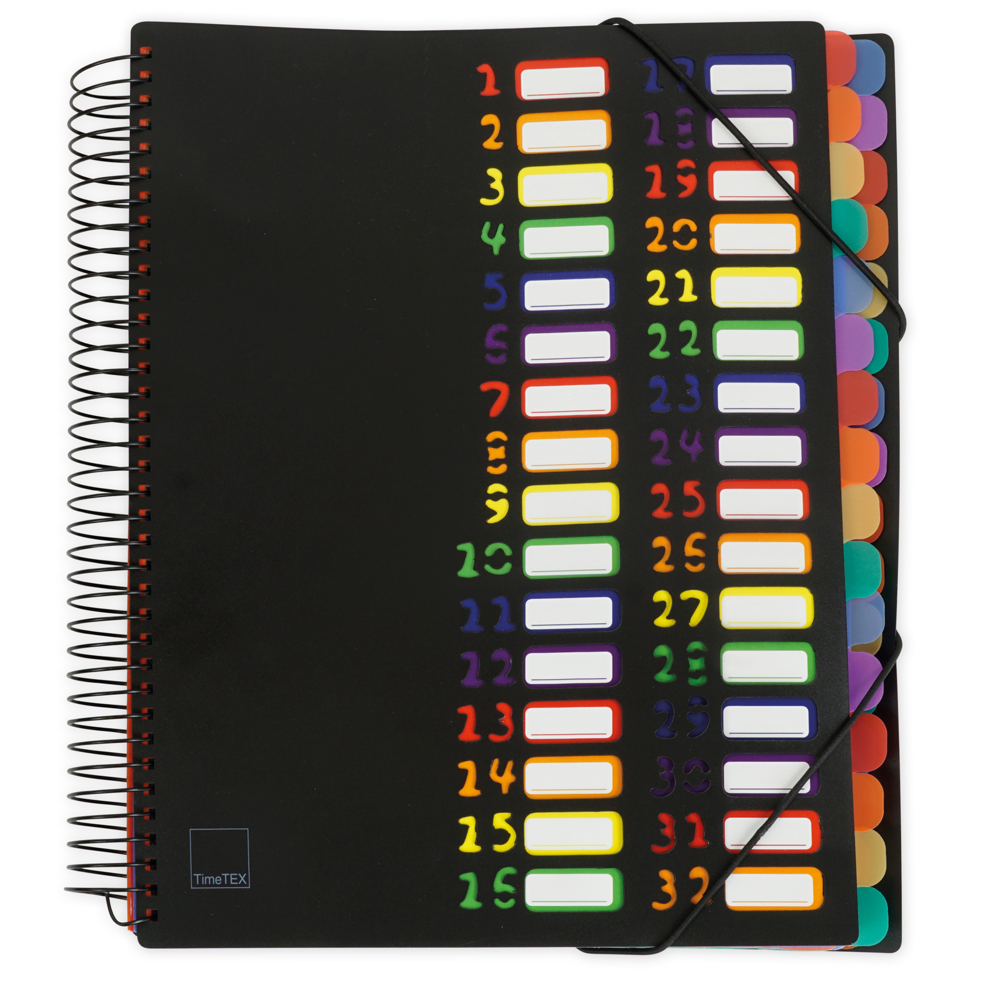 Hagemann TimeTEX Tisch-Fächermappe 1-32 A4, farbig mit Verschlussgummi