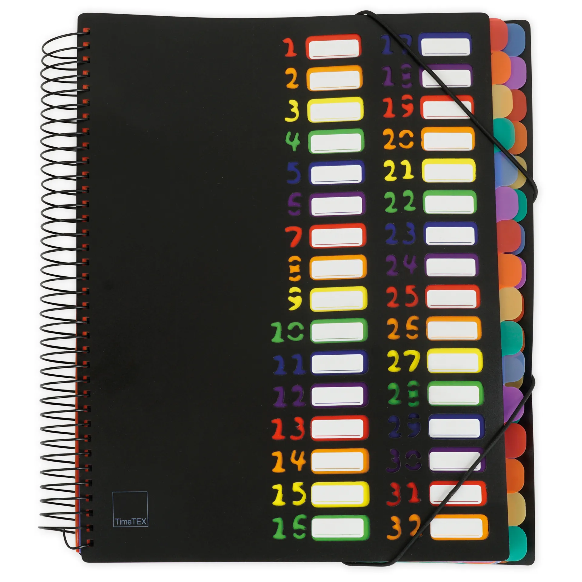 Teczka stołowa TimeTEX, wieloprzedziałowa, 1-32 A4, kolorowa, z gumowym zamknięciem