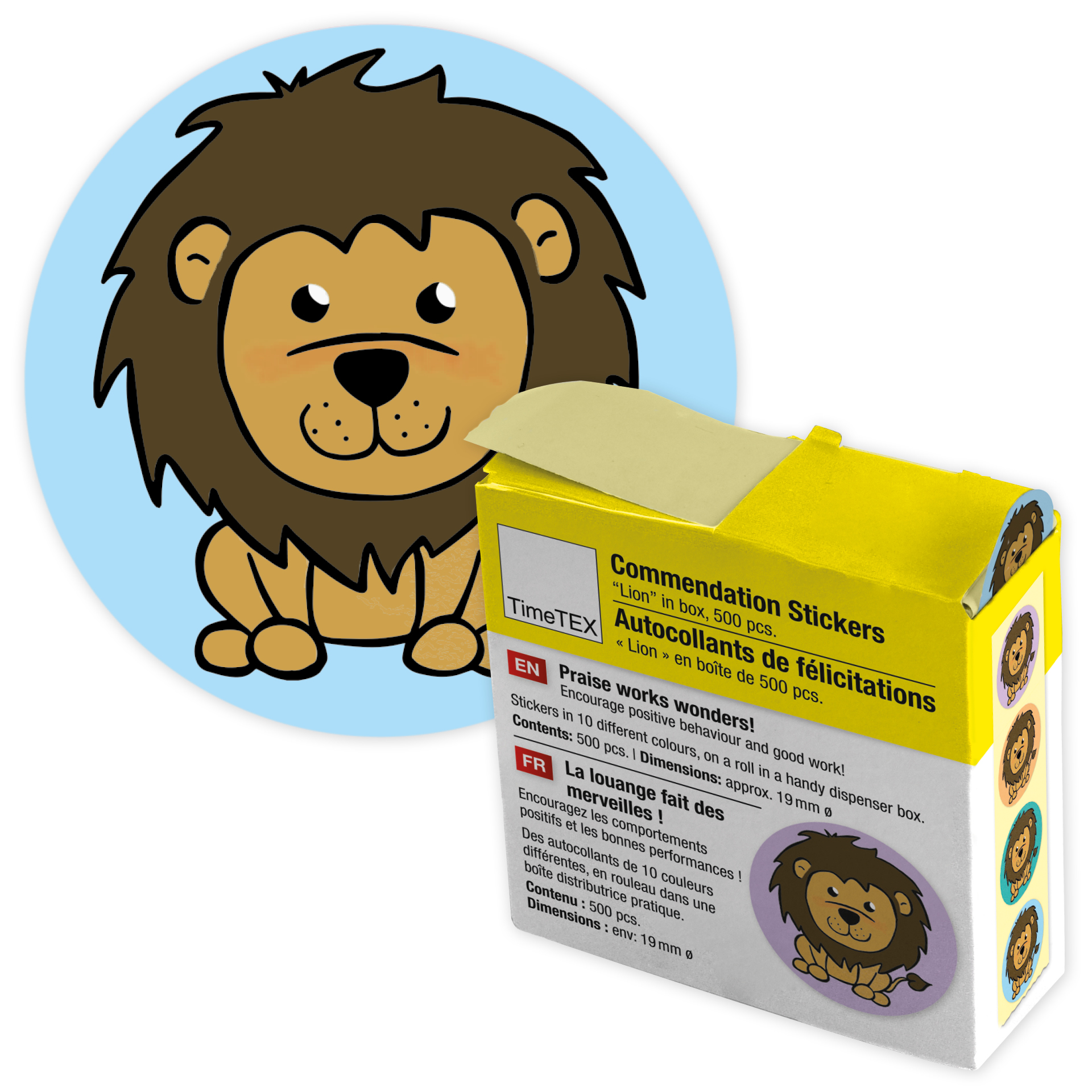 TimeTEX Belobigungs-Aufkleber "Löwe" in Spender-Box, 500 Stück