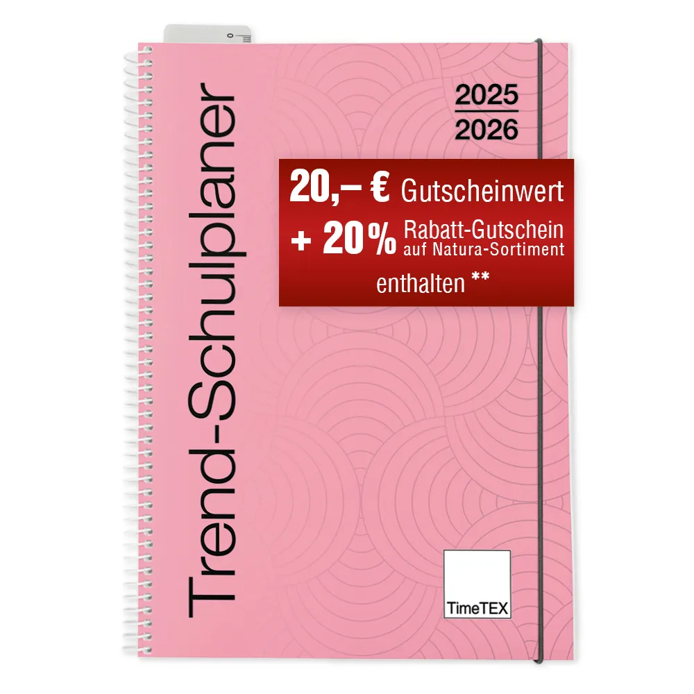 TimeTEX Trend-Schulplaner A4, 2025/2026, flamingo