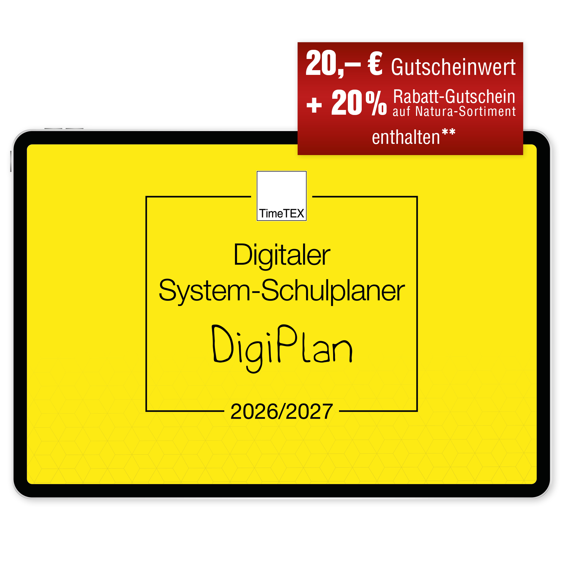 TimeTEX Digitaler System-Schulplaner - Lehrerplaner - Lehrerkalender DigiPlan, gelb, 2026/2027