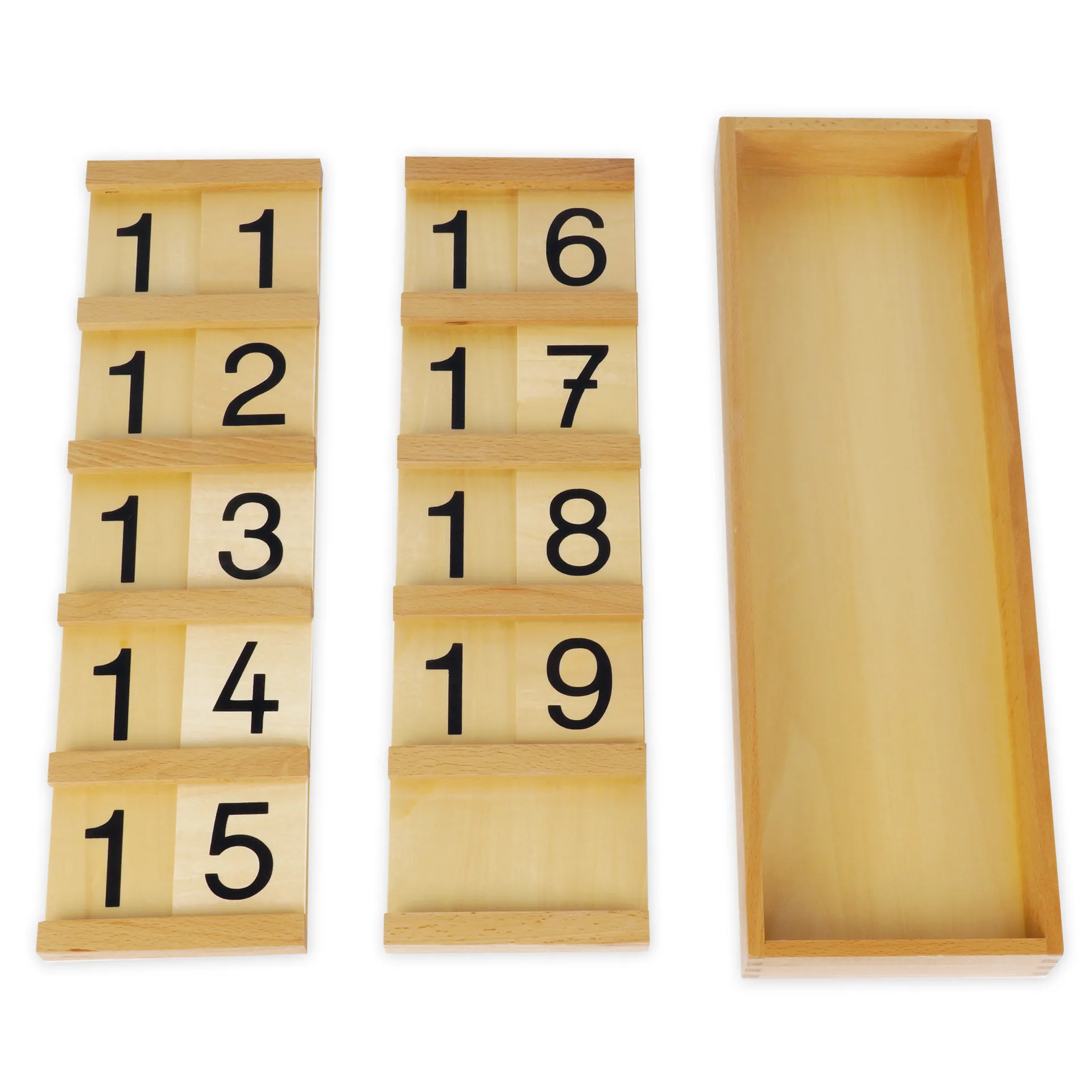 TimeTEX Set Seguintafeln I (11-19) und Kasten mit Perlen "Montessori Premium"