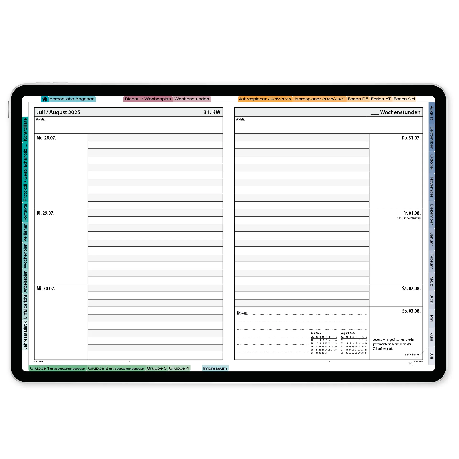 TimeTEX Digitaler KiTa-System-Planer DigiPlan 2026/2027