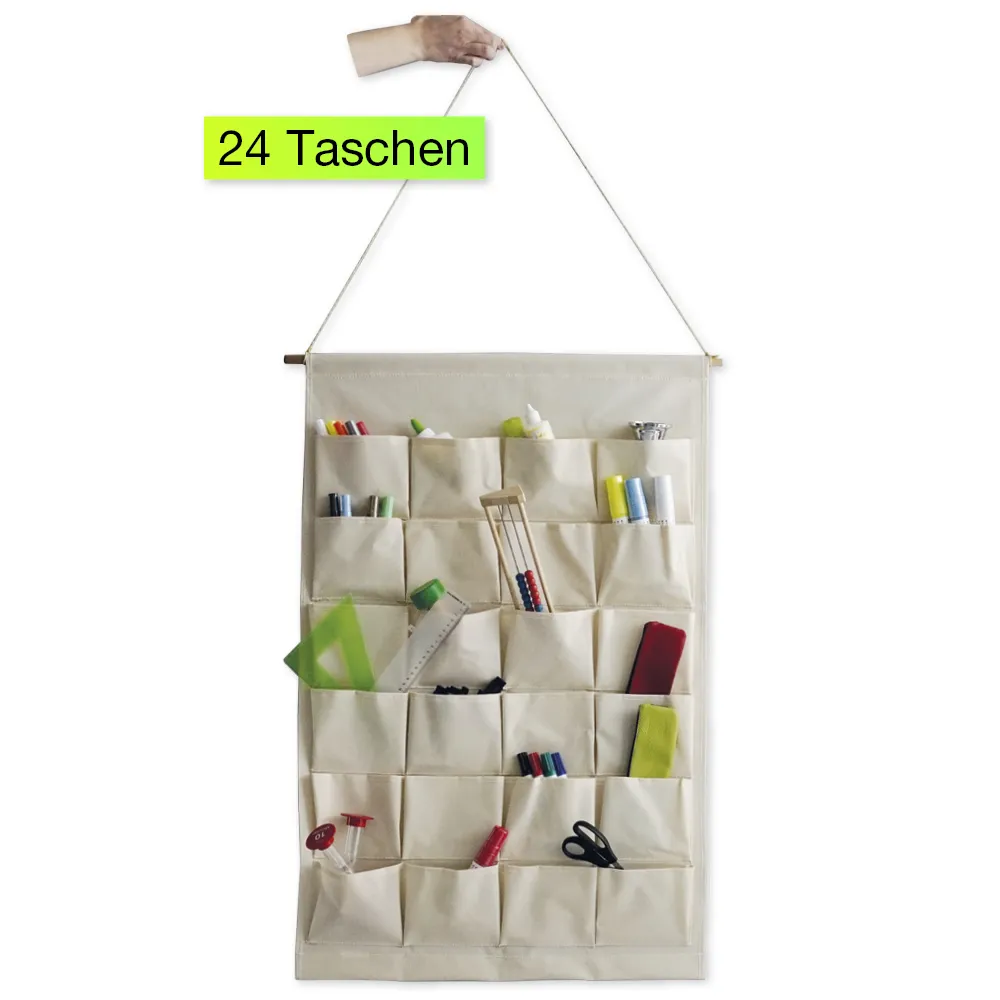 Material-Taschen-Vorhang aus Canvas, 24 Taschen, 93x60 cm