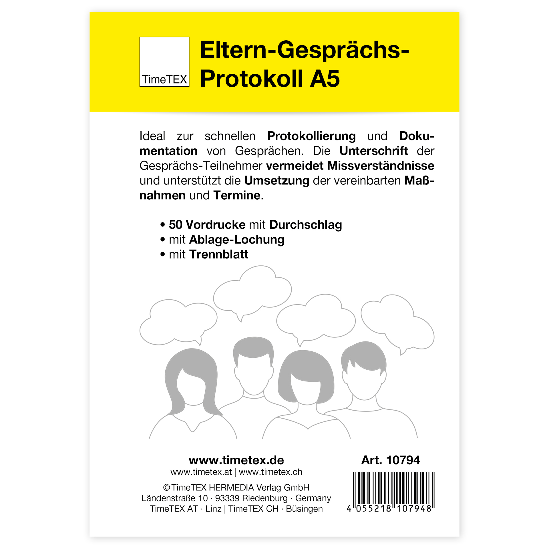 TimeTEX Block Eltern-Gesprächs-Protokoll A5, 50 Blatt mit Durchschlag