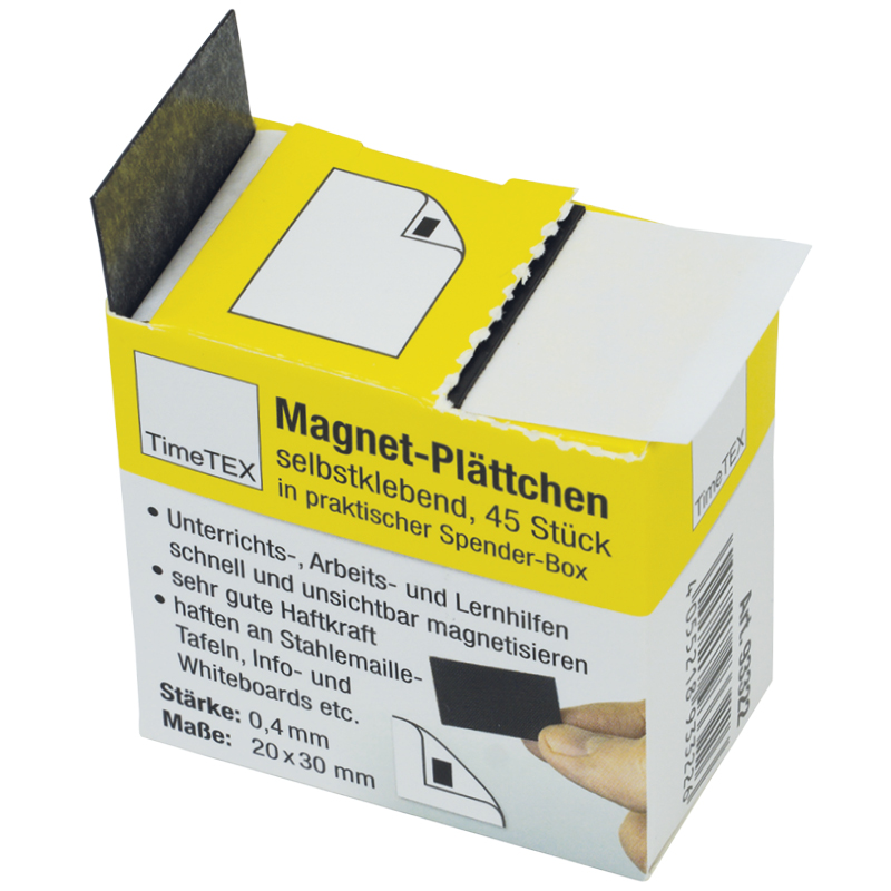 TimeTEX Magnet-Plättchen selbstklebend im Spender, 45 Stück