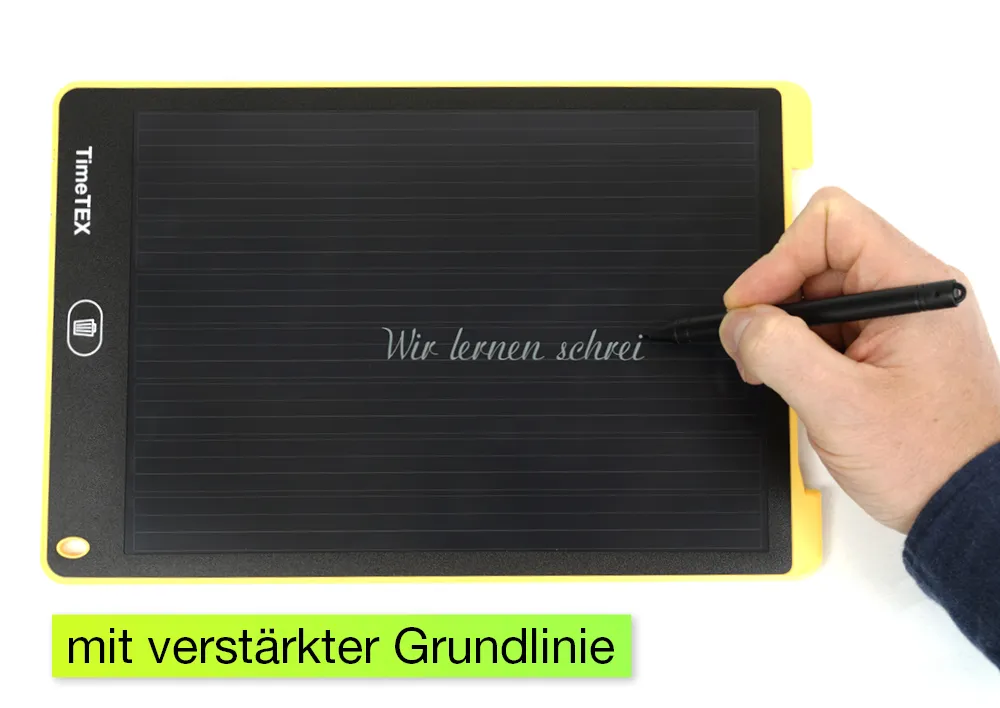 Digitaal schrijfbordje SDZ "A4-S", zwart display, schrijfregels in 3 verdeeld