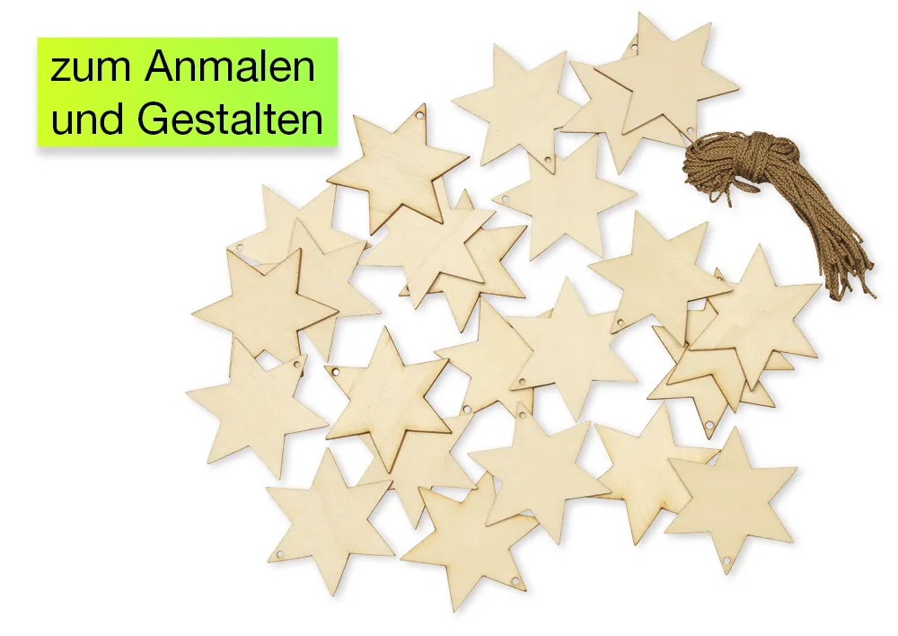 Holzanhänger "Stern", 24 Stück