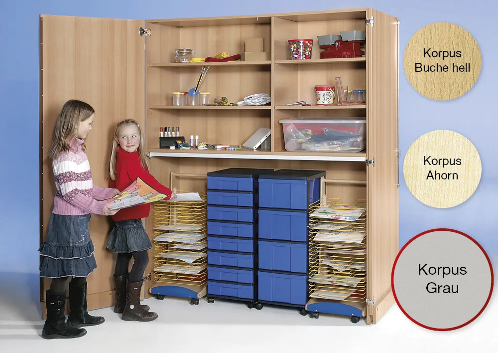 Garagen-Hochschrank XXL, Plustiefe, Trocknungswagen A3, Roll-Container