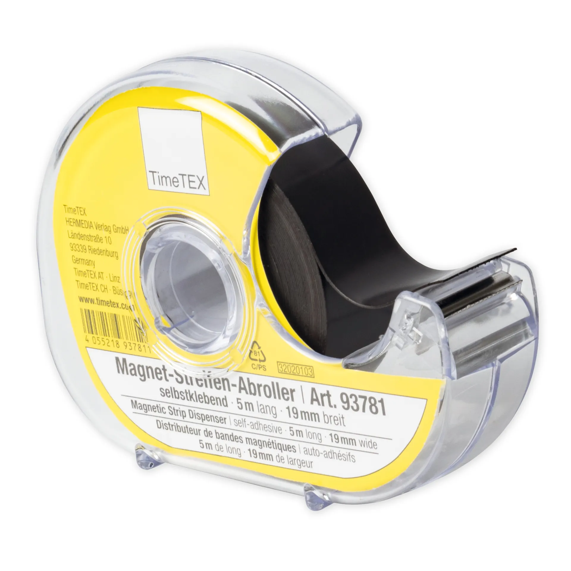 Magneetstroken met dispenser, zelfkl., 19 mm, 5 m