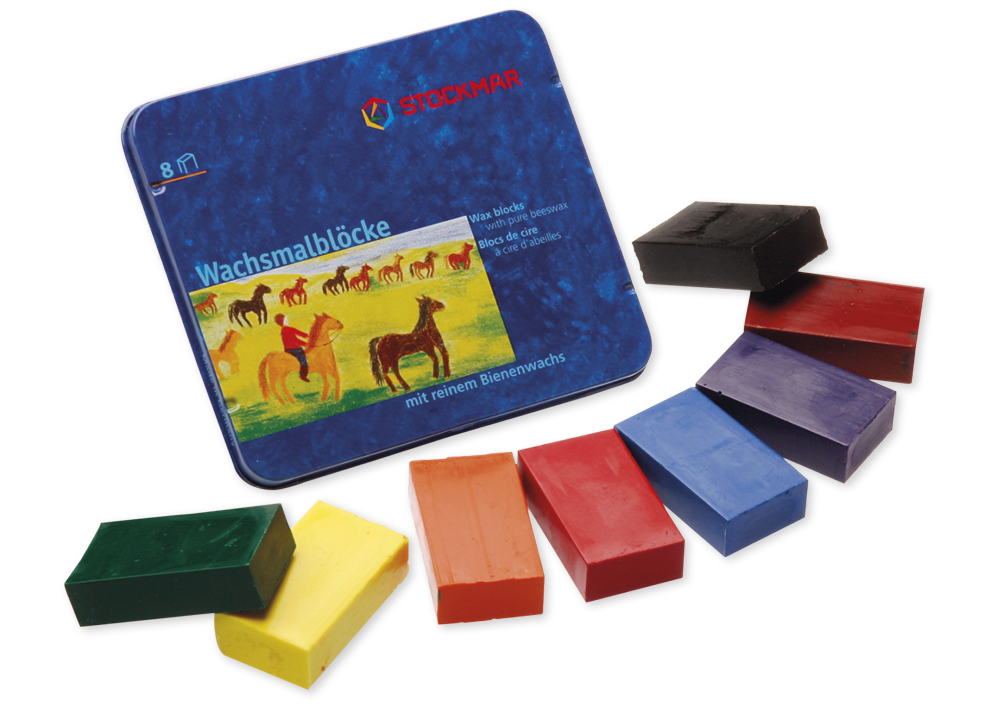 TimeTEX Stockmar-Wachsmalblöcke, 8 Farben im Metalletui