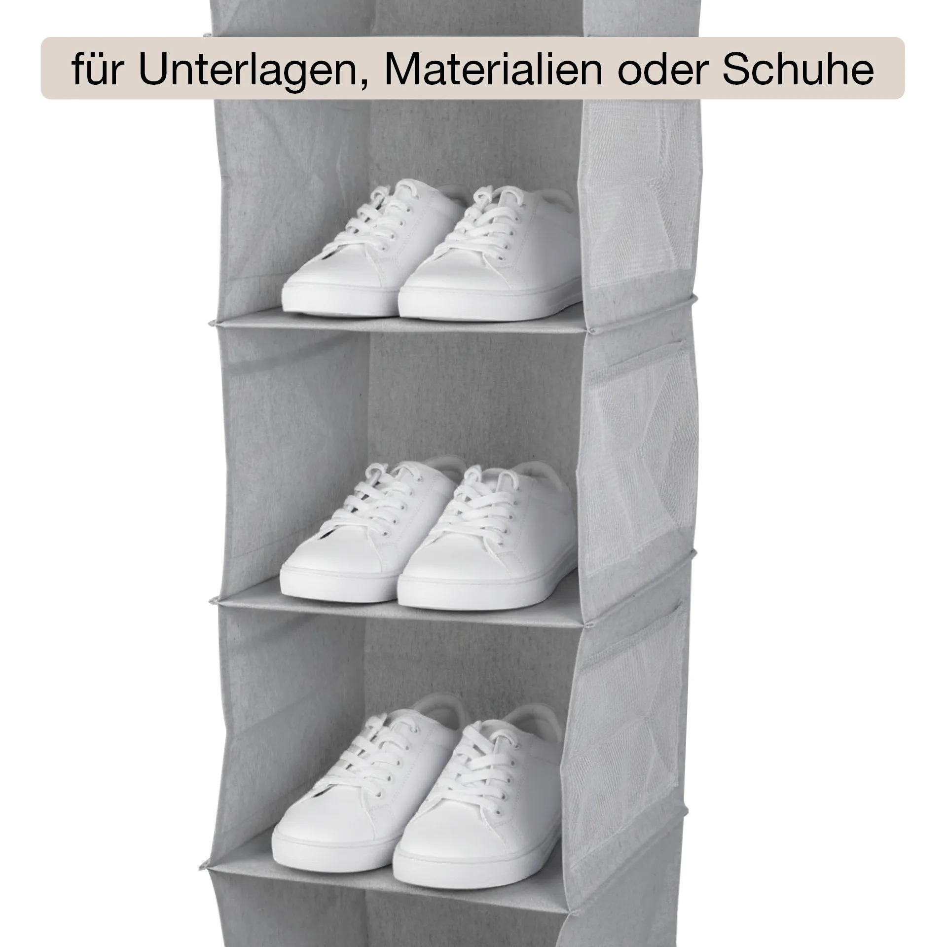 TimeTEX Hänge-Regal "Origami" A4 mit 5 Fächern, aus Stoff, hellgrau