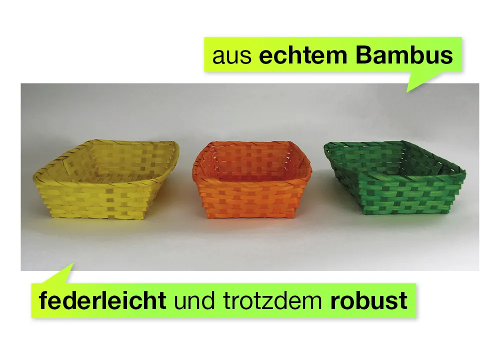Set Material-Körbchen aus Bambus, farbig, 3-tlg.