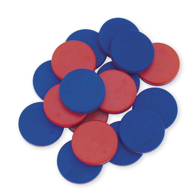 Wendeplättchen blau/rot, 100 Stück in Beutel