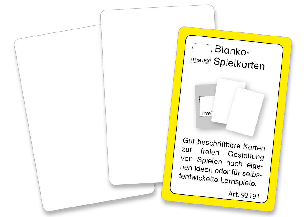 TimeTEX Blanko-Spielkarten im Etui, beidseitig weiß und lackiert II./SO