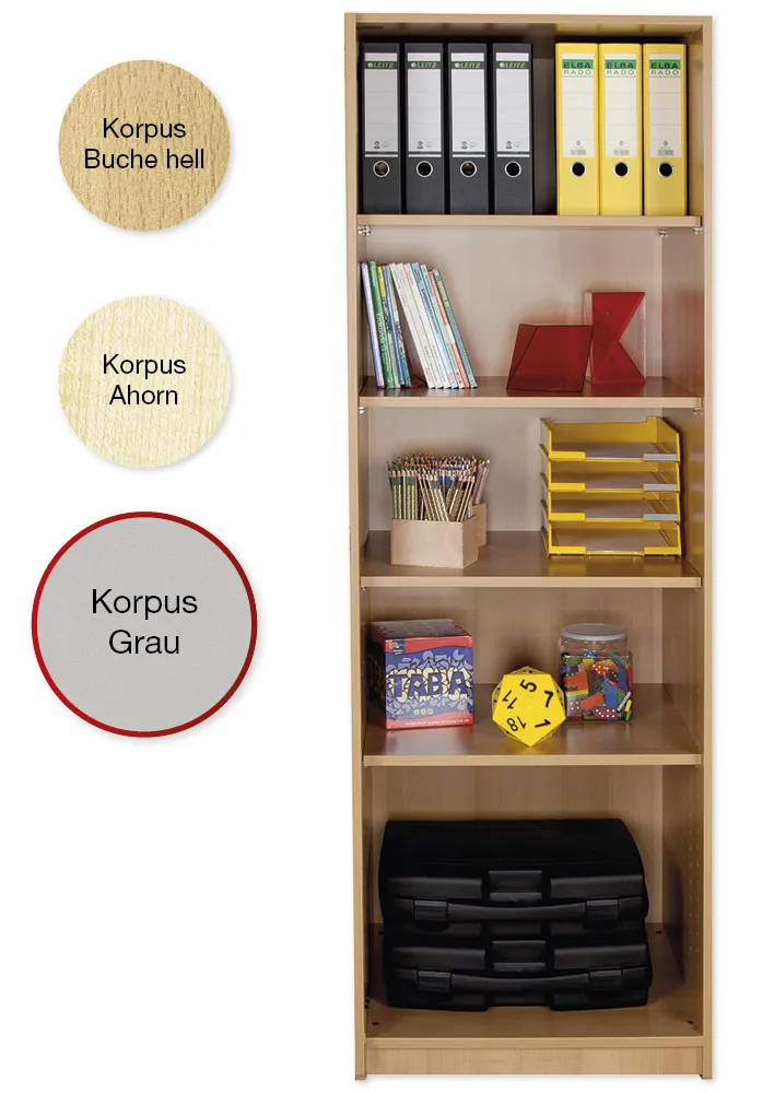 Material-Hochschrank-Regal S, Basistiefe, 5 Fachböden
