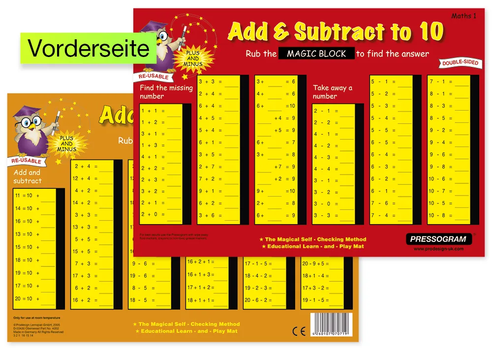 TimeTEX Zaubertafel "Mathematik" Englisch Zahlenraum bis 20