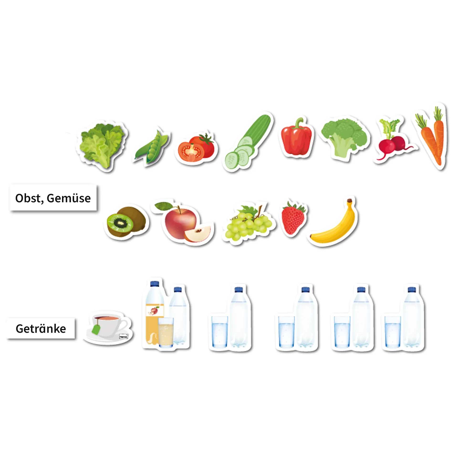 Ernährungspyramide mit Lebensmitteln, magnetisch, 72-tlg.