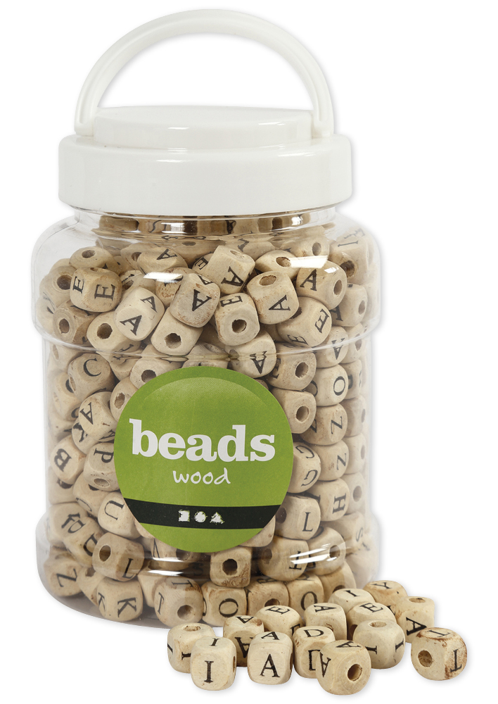 TimeTEX Buchstaben-Perlen aus Holz, 9 mm, ca. 400 Stück