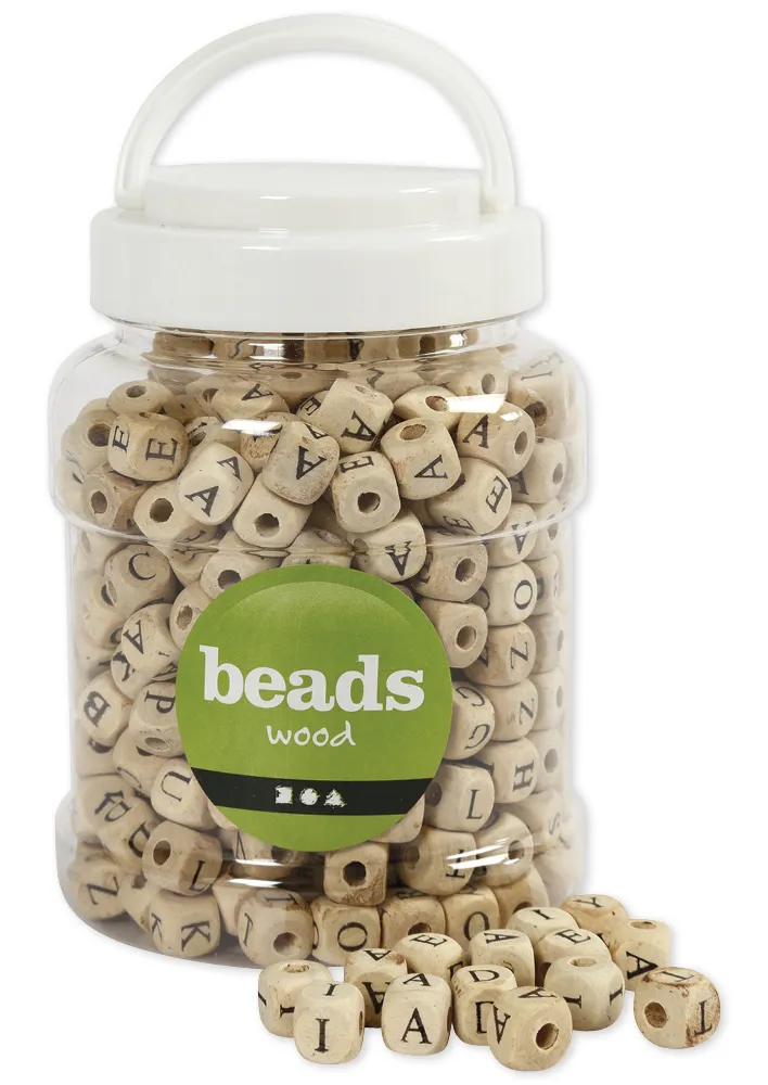 Letterkralen van hout, 9 mm, ca. 400 stuks