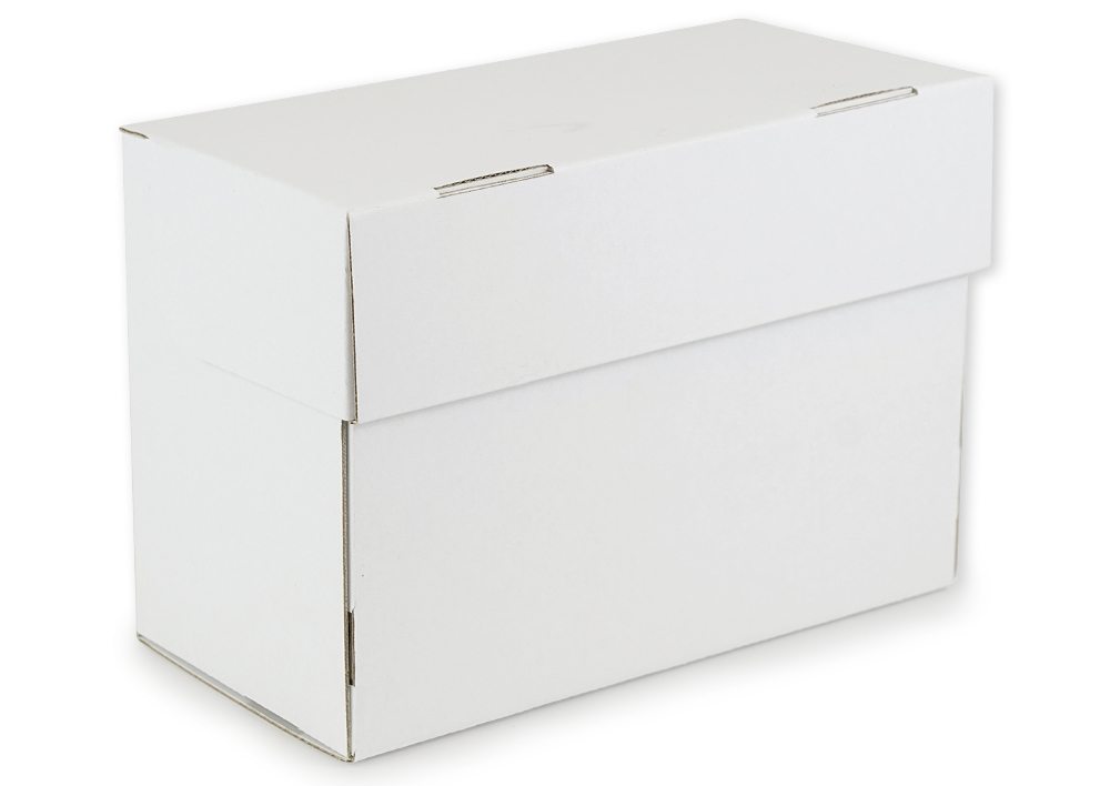Boîte de classement en carton A6 avec couvercle rabattable, blanche