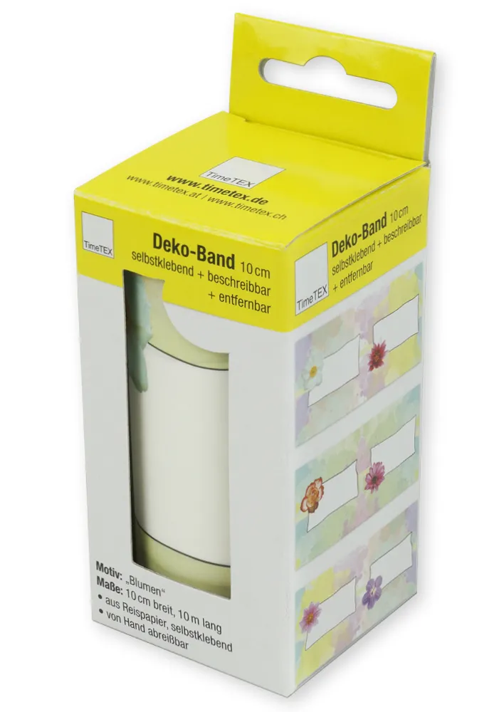 Deko-Band Reispapier 10 cm, selbstklebend + beschriftbar, 10m
