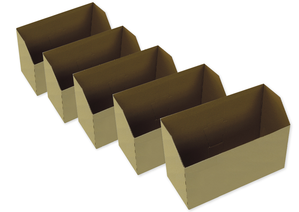 Hagemann Set Natura-Karteikasten aus Pappe A5, nach vorne abfallend, planliegend, 5 Stück