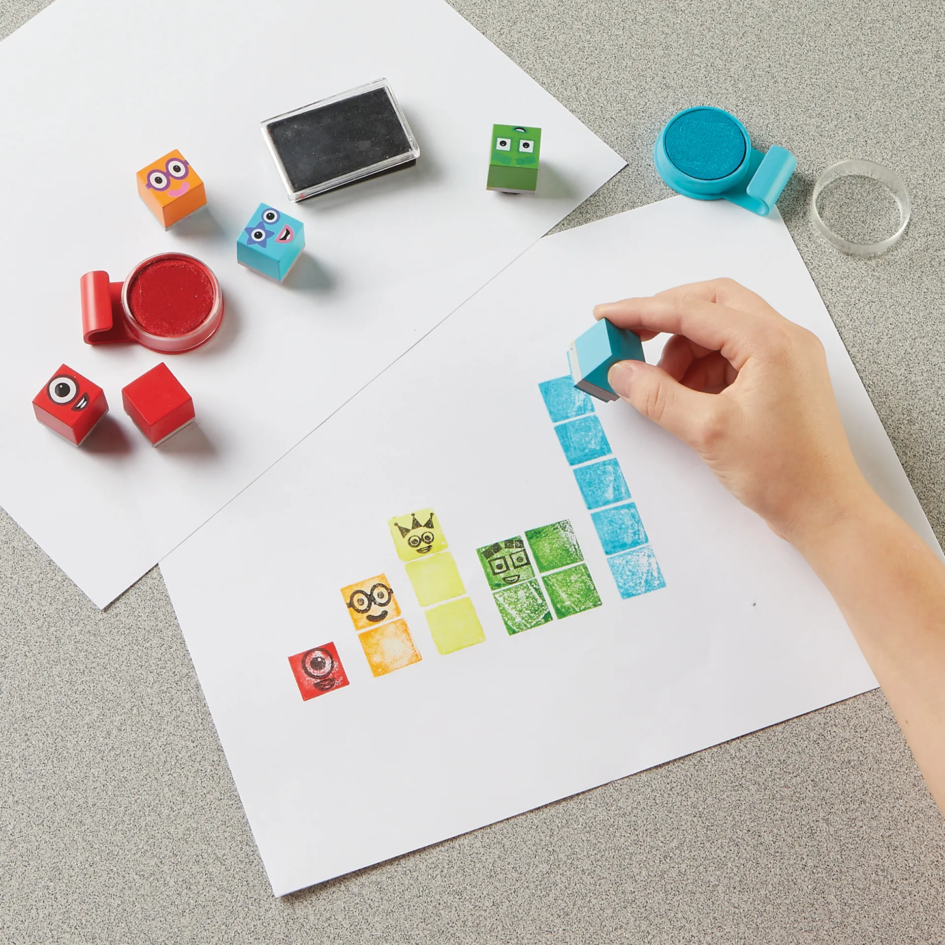 Set Mathe-Stempel "Rechen-Türme", 32-tlg.