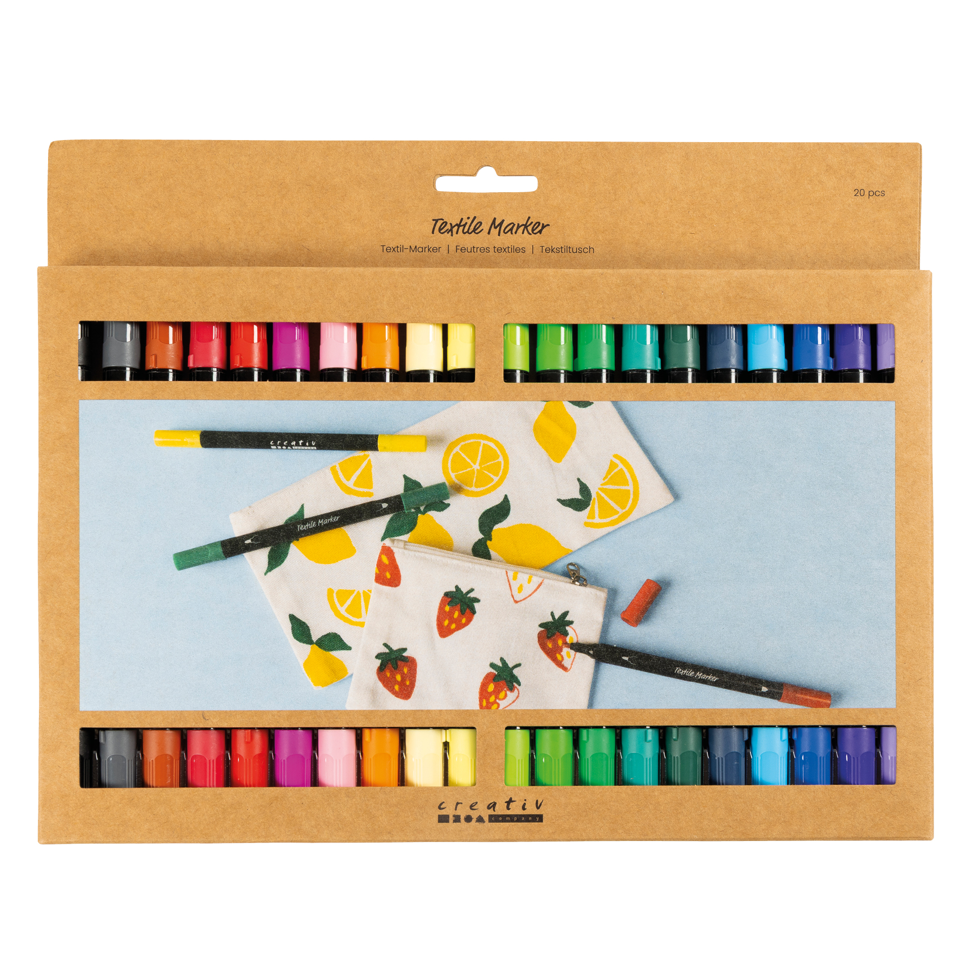 Textil-Malstifte mit Doppelspitze, 20-tlg.