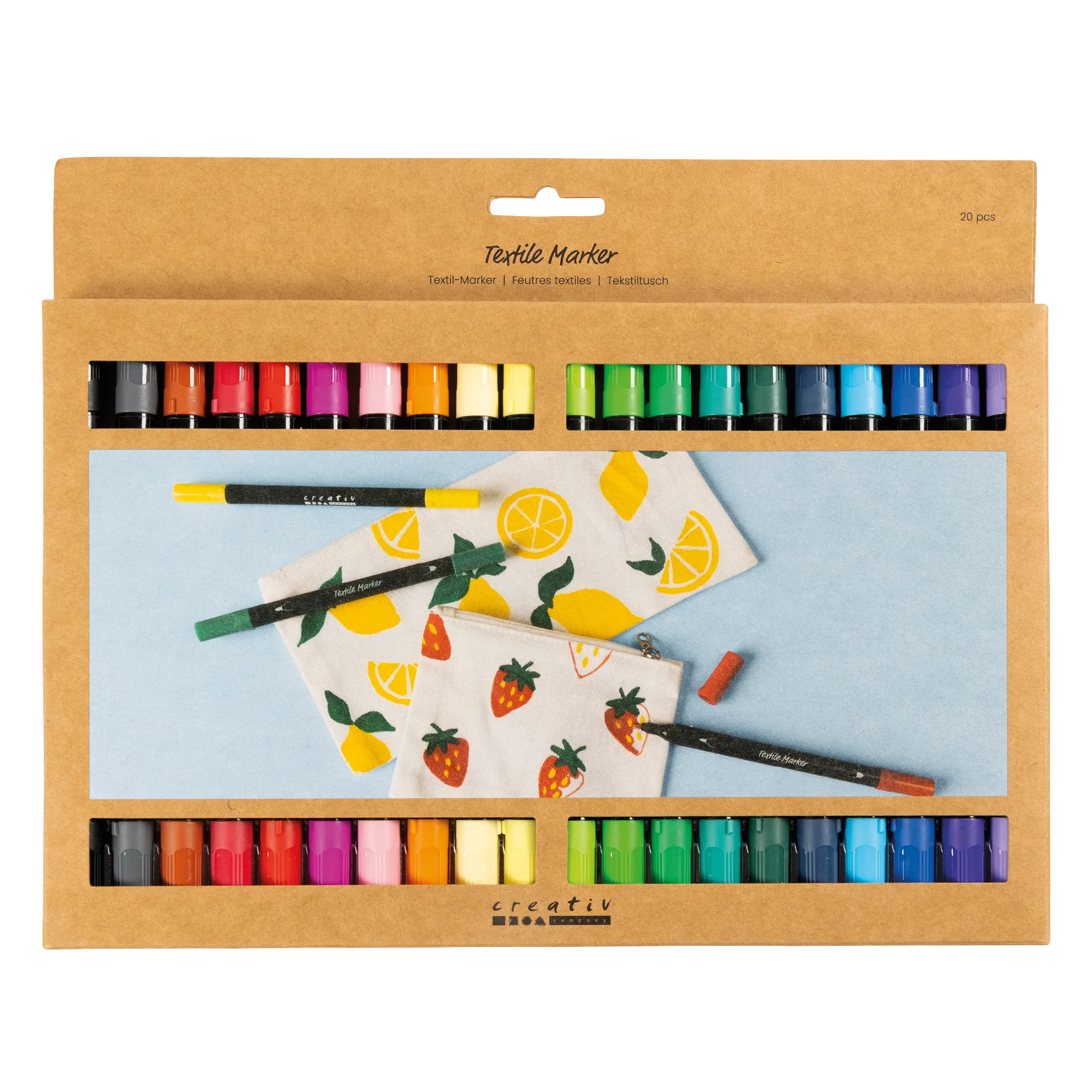 Textil-Malstifte mit Doppelspitze, 20-tlg.