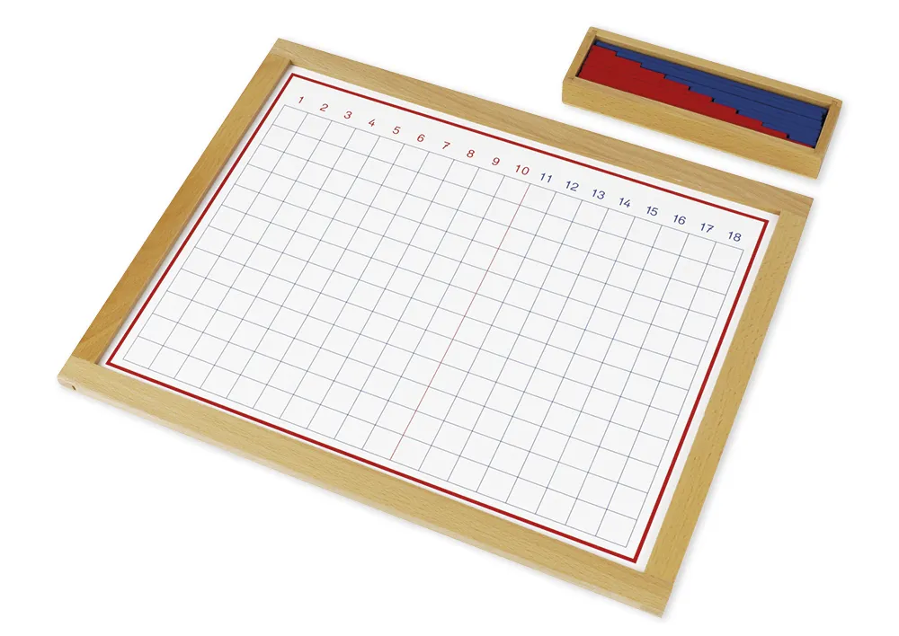 TimeTEX latjesbord voor optellen, in houten lijst "Montessori Premium"