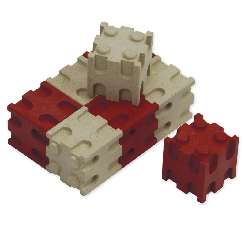 Set Rechen-Steckwürfel aus RE-Wood, 100-tlg., 2x2 cm, rot/naturfarben II./SO