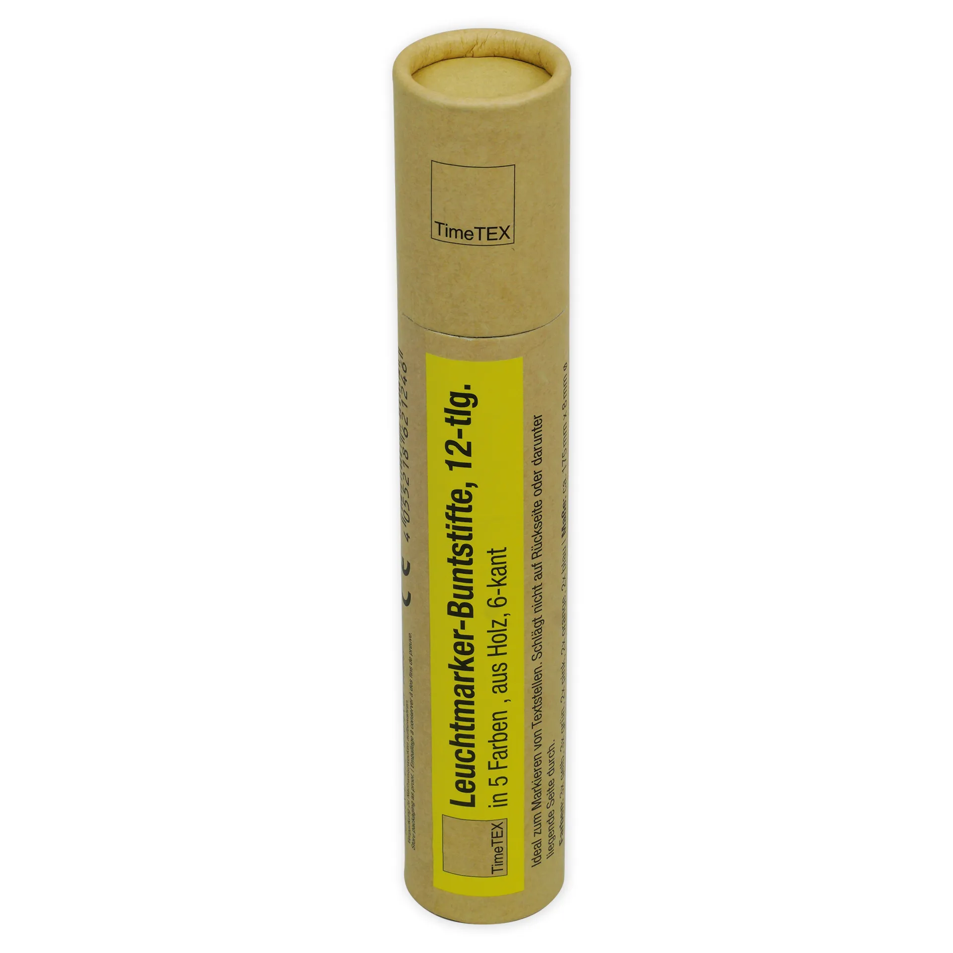 TimeTEX Leuchtmarker-Buntstifte aus Holz, sechskant, 12-tlg. in 5 Farben