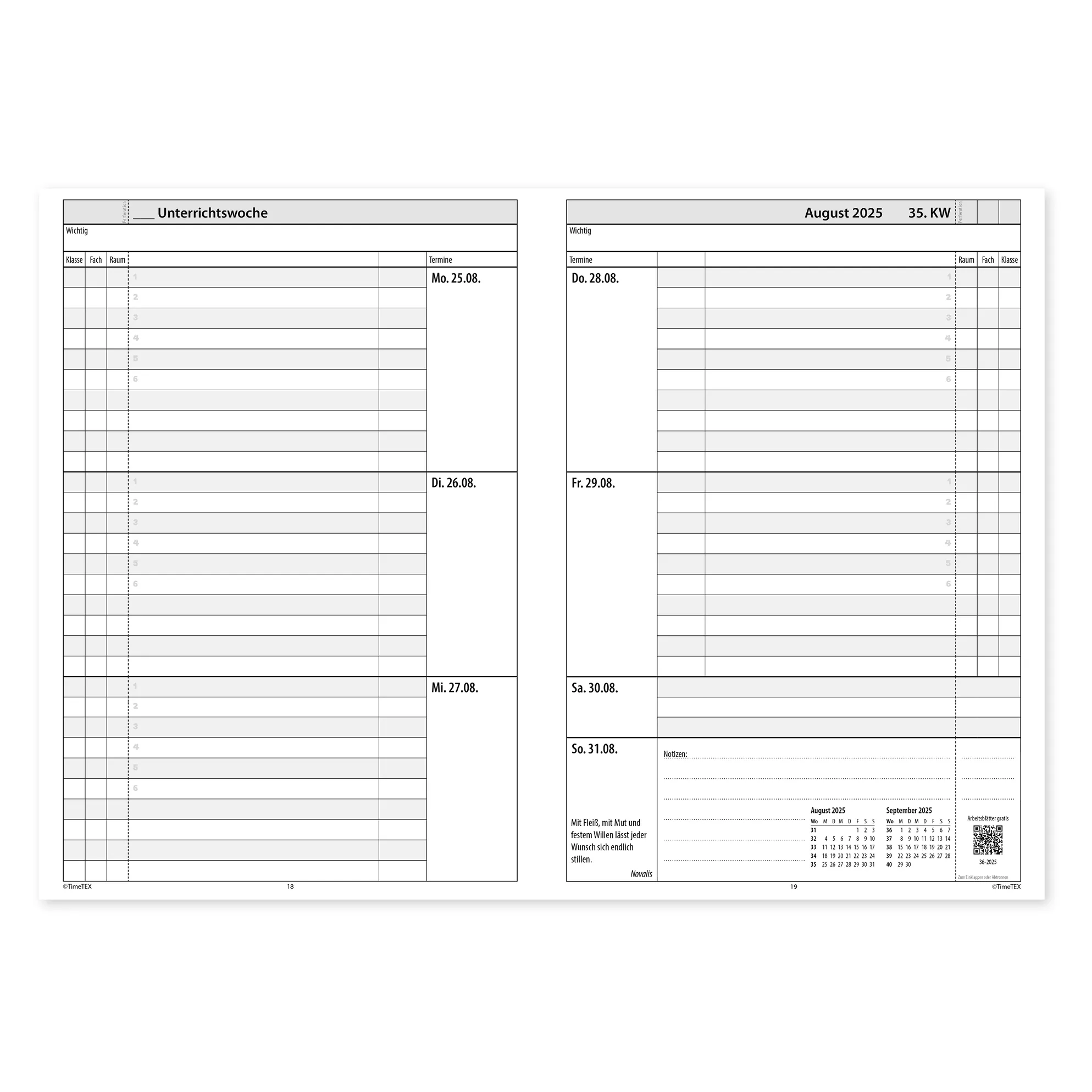 TimeTEX Trend-Schulplaner Hardcover A5-Plus, 2026/2027, lagune