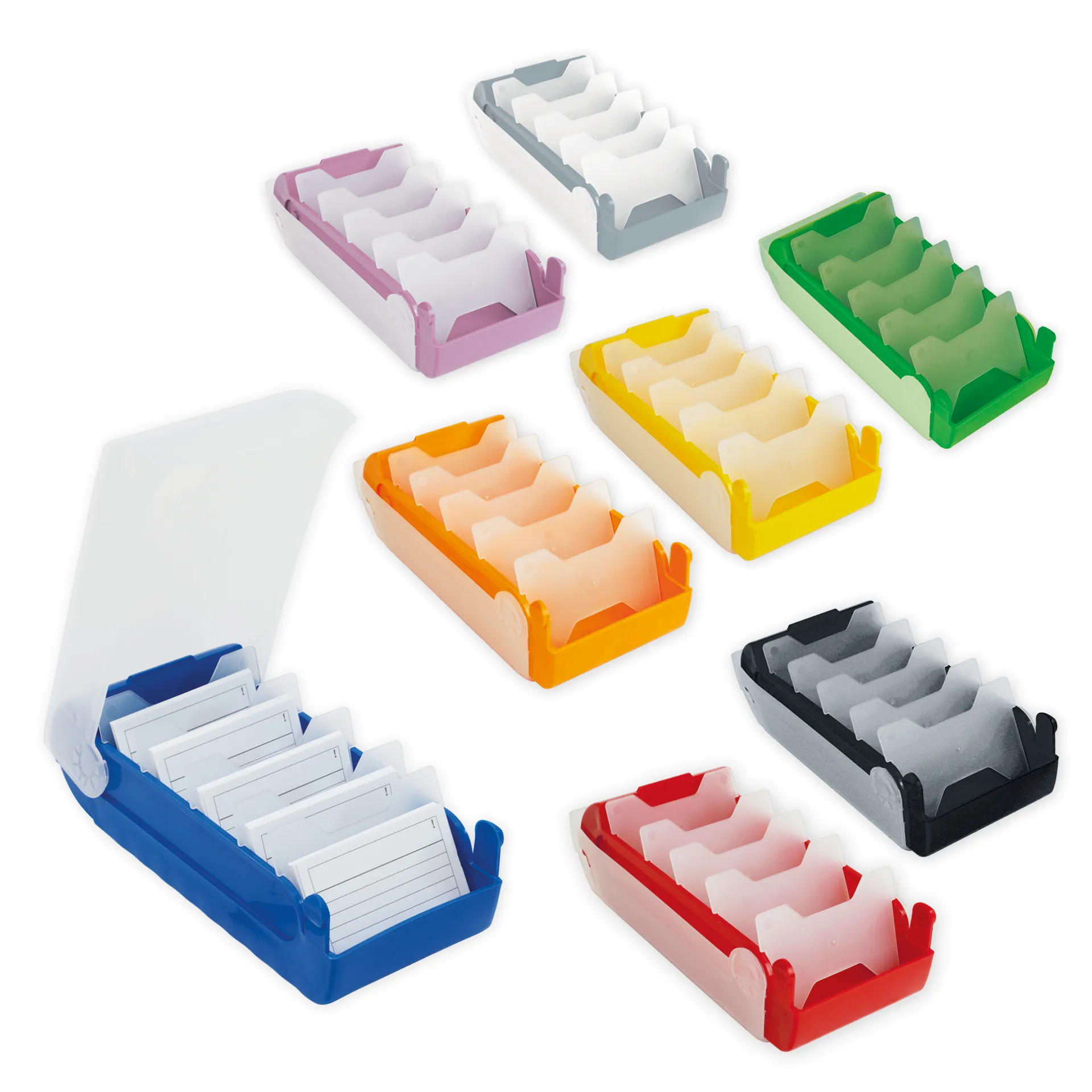 Cutie pentru fișe A8, din plastic, cu 100 de fișe