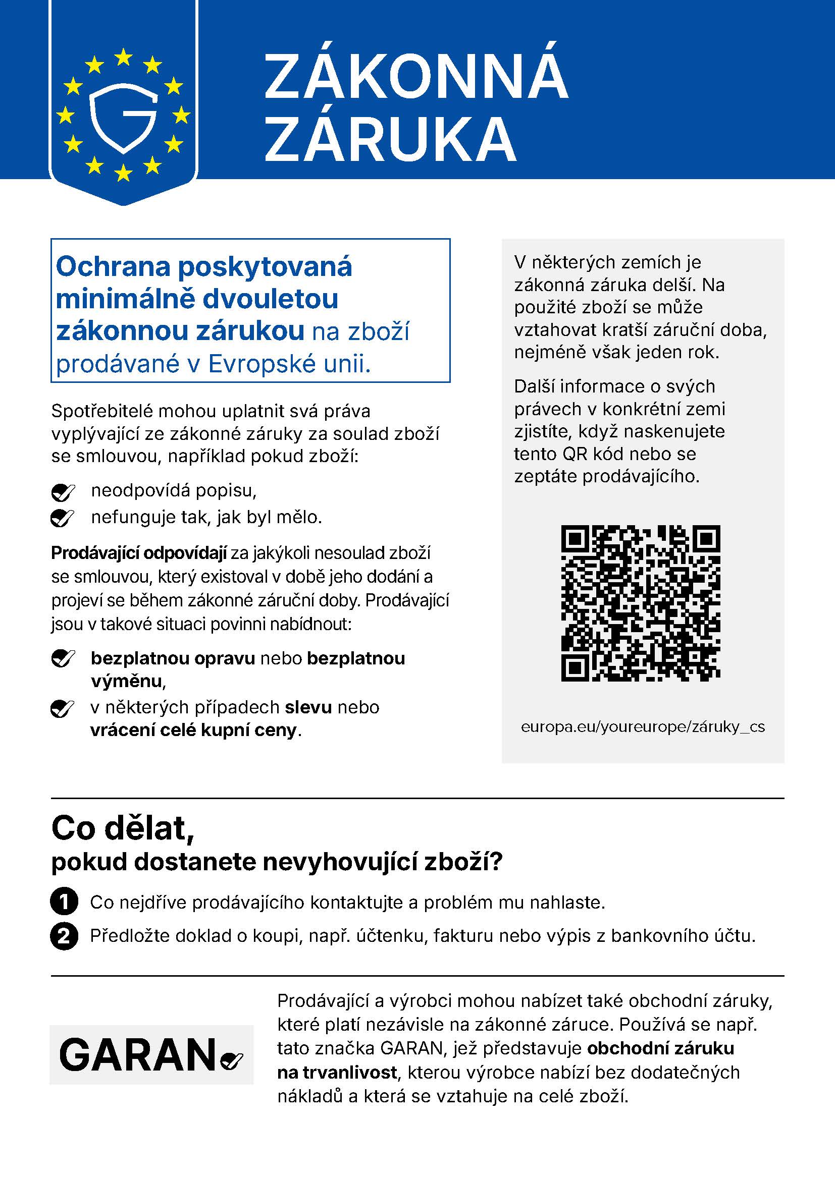 Informace o zákonné záruce ke stažení