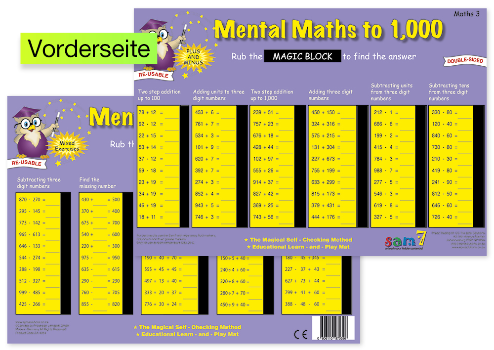 TimeTEX Zaubertafel "Mathematik" Englisch Zahlenraum bis 1000
